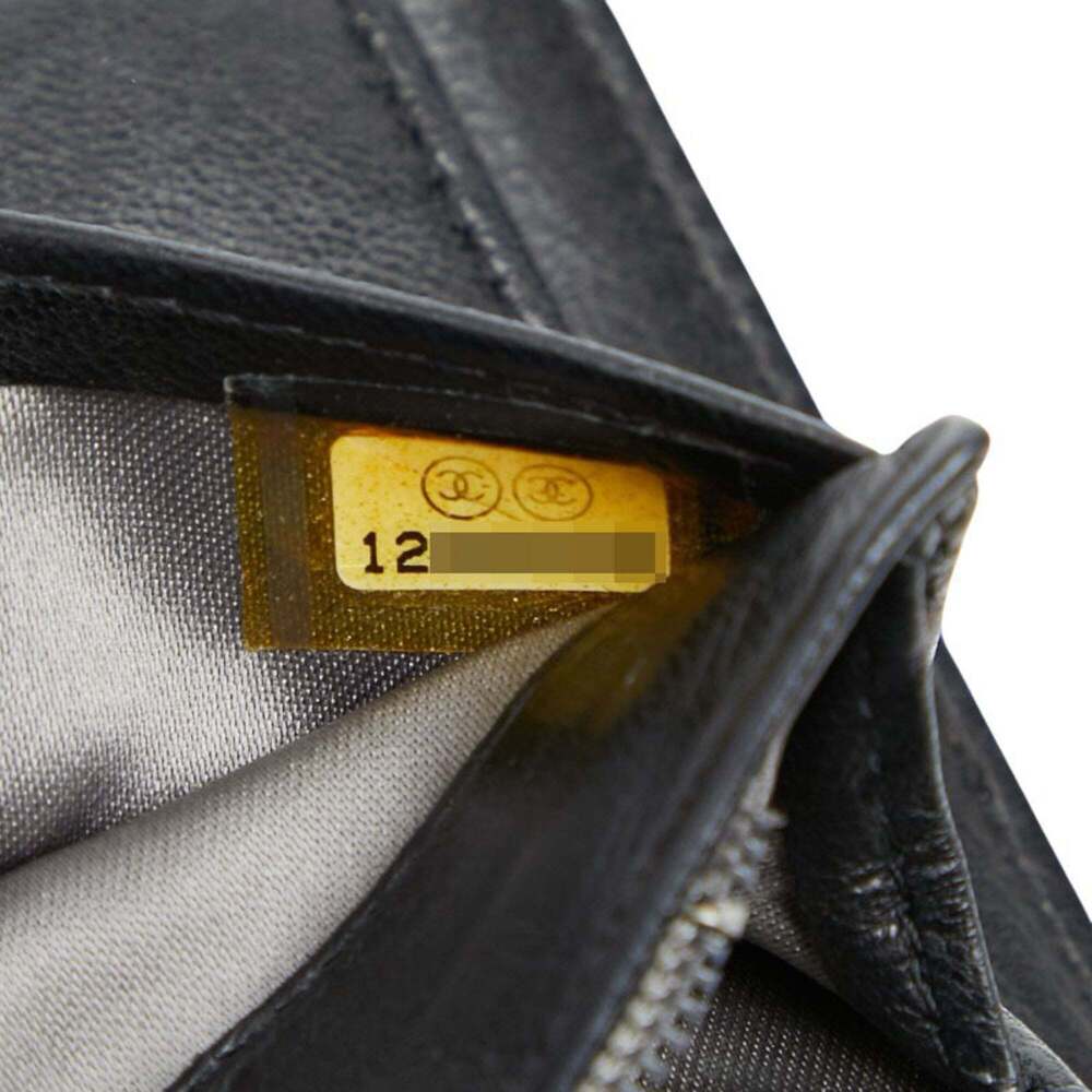 CHANEL Black Lambskin Leather Logo Wallet - Picture 10 of 11